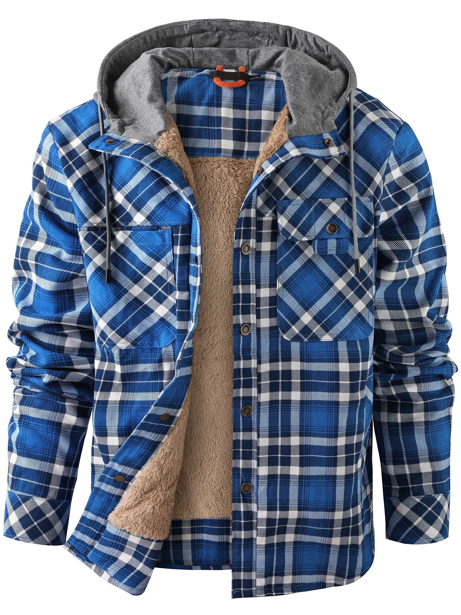 Mr.Stream Men's Hooded Plaid Flannel Sherpa Lined Fleece Jackets