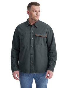 Mr.Stream Men's Washed Cotton Two Pockets Snap Button Up Twill Shirt