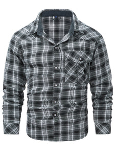 Mr.Stream Men's Flannel Long Sleeve Plaid Pearl Snap Shirts
