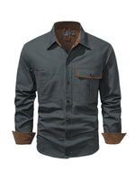 Load image into Gallery viewer, Mr.Stream Men&#39;s Washed Cotton Two Pockets Snap Button Up Twill Shirt
