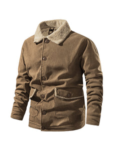Mr.Stream Men's Fleece Sherpa Lined Corduroy Button Jackets