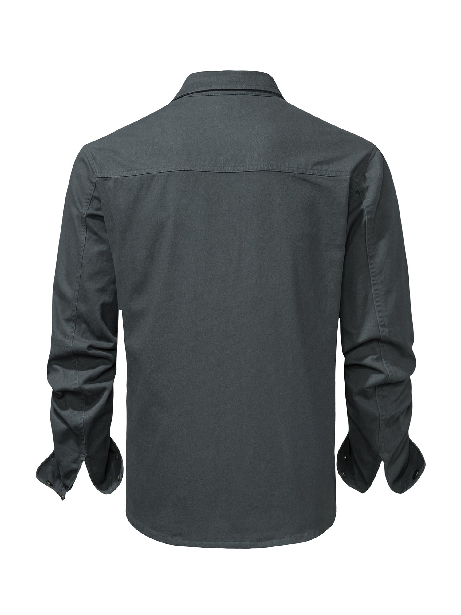 Mr.Stream Men's Washed Cotton Two Pockets Snap Button Up Twill Shirt