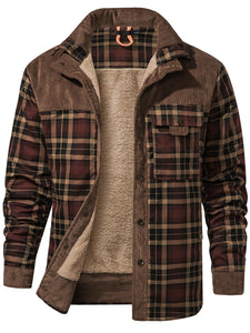 Mr.Stream Men's Plaid Flannel Sherpa Lined Fleece Shirt Jackets