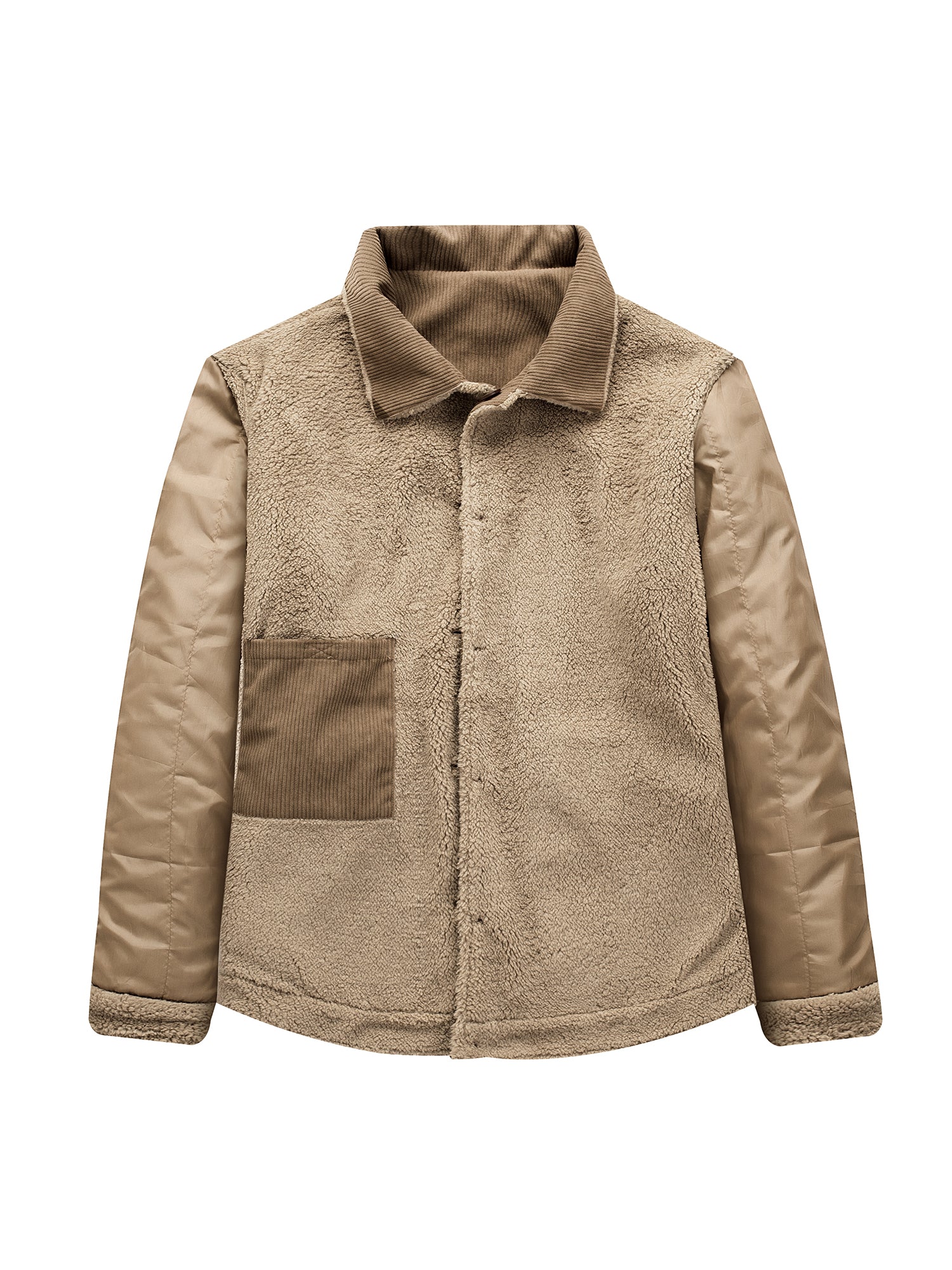 Mr.Stream Men's Fleece Sherpa Lined Corduroy Button Jackets