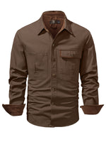 Load image into Gallery viewer, Mr.Stream Men&#39;s Washed Cotton Two Pockets Snap Button Up Twill Shirt
