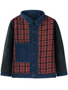 Mr.Stream Men's Snap Plaid Flannel Lined Denim Trucker Jackets