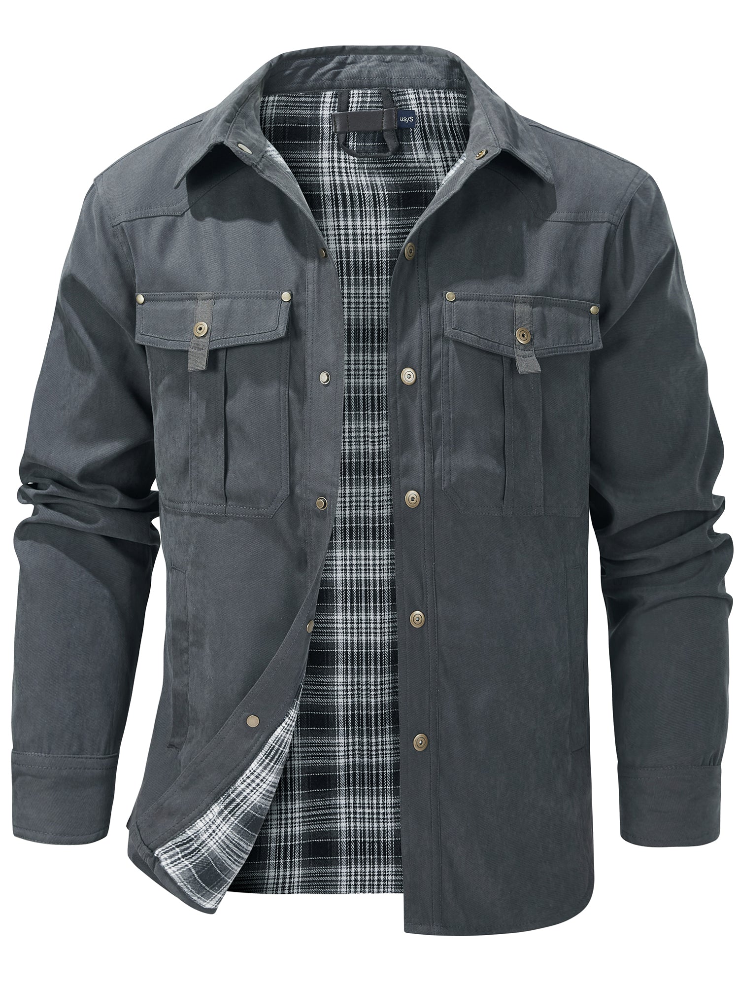 Mr.Stream Men's Snap Plaid Flannel Lined Shirts Jackets