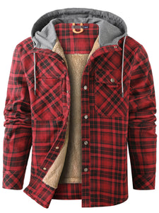 Mr.Stream Men's Hooded Plaid Flannel Sherpa Lined Fleece Jackets