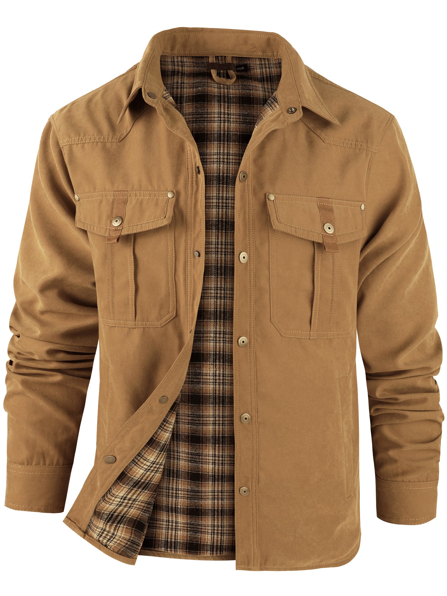 Mr.Stream Men's Snap Plaid Flannel Lined Shirts Jackets