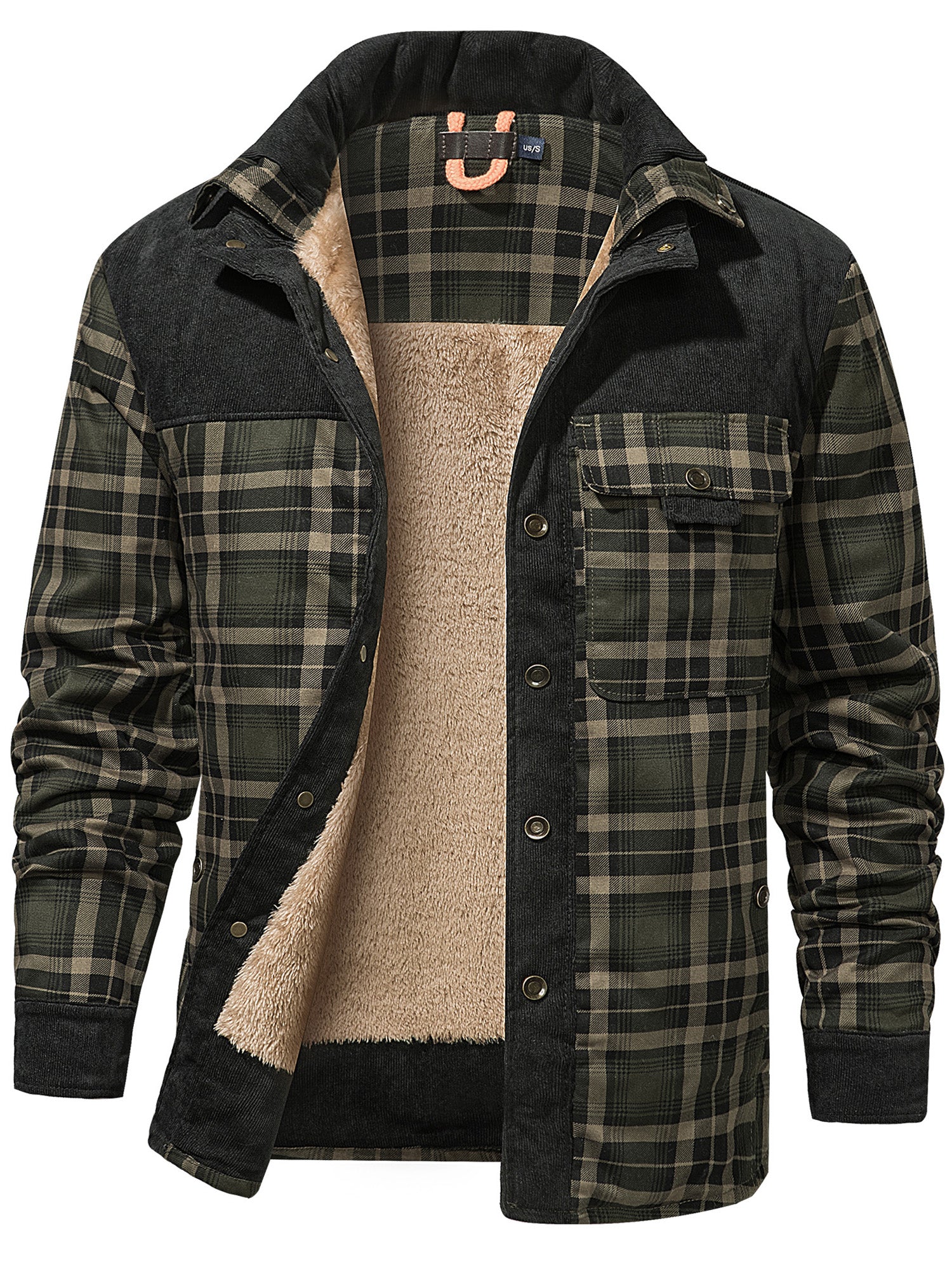 Mr.Stream Men's Plaid Flannel Sherpa Lined Fleece Shirt Jackets