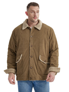 Mr.Stream Men's Fleece Sherpa Lined Corduroy Button Jackets