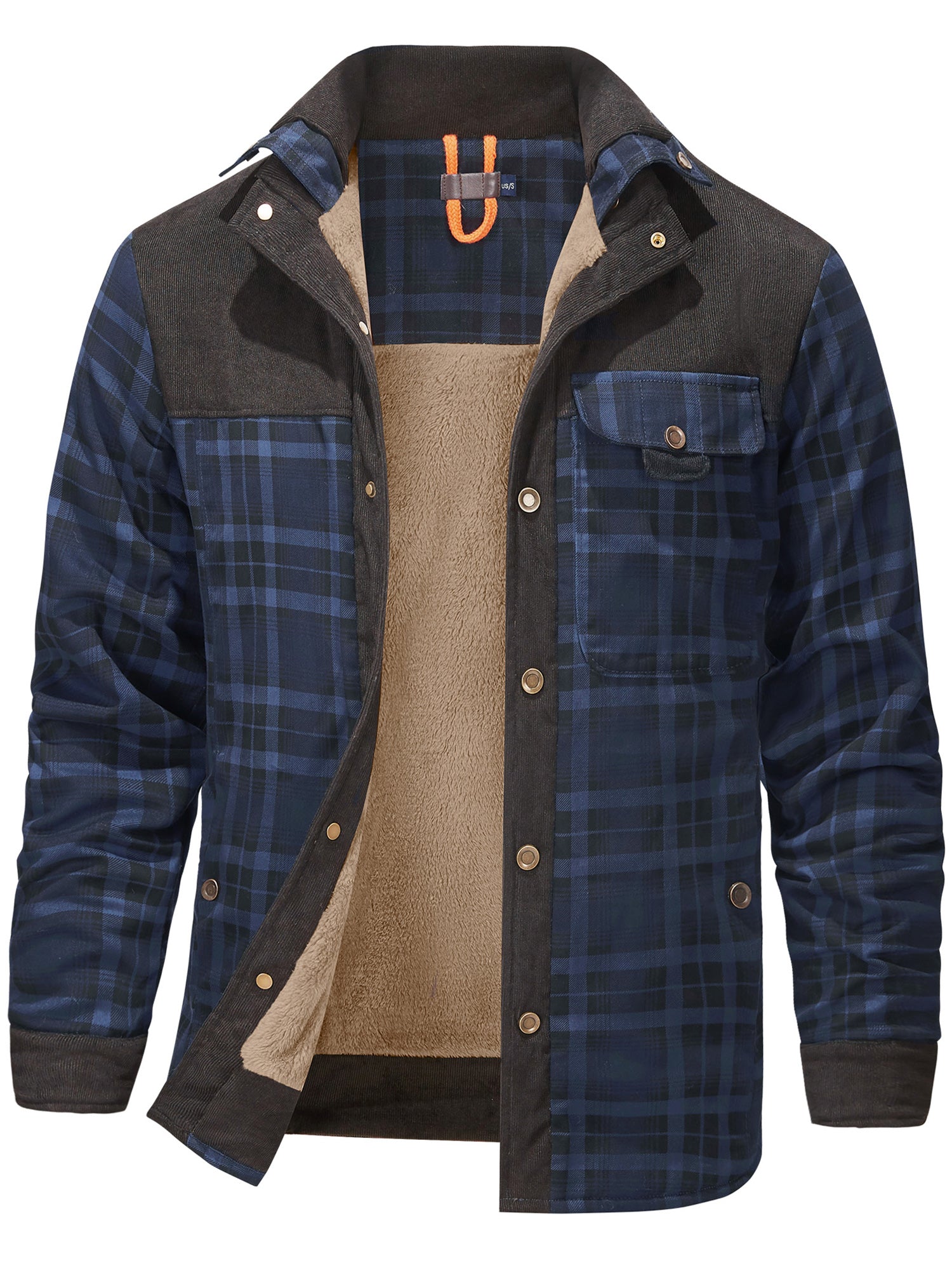 Mr.Stream Men's Plaid Flannel Sherpa Lined Fleece Shirt Jackets