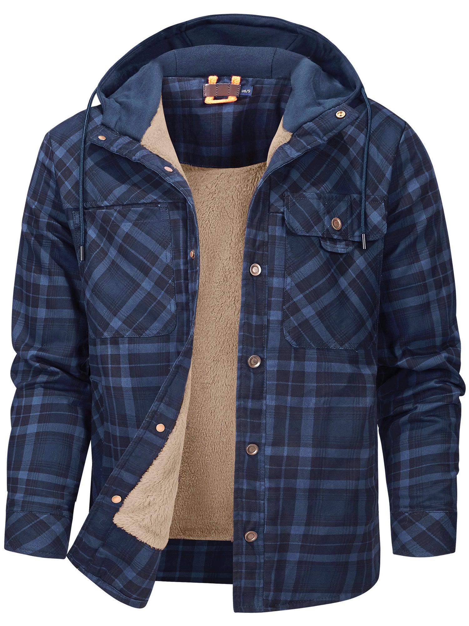 Mr.Stream Men's Hooded Plaid Flannel Sherpa Lined Fleece Jackets