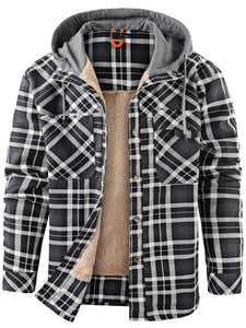 Mr.Stream Men's Hooded Plaid Flannel Sherpa Lined Fleece Jackets