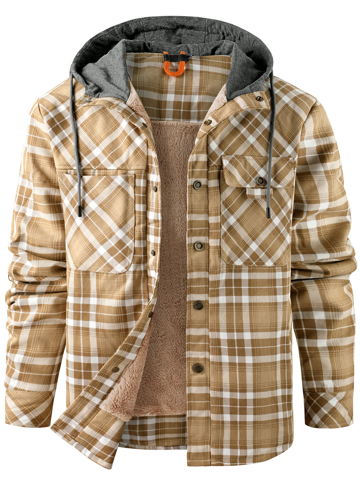 Mr.Stream Men's Hooded Plaid Flannel Sherpa Lined Fleece Jackets