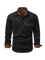Load image into Gallery viewer, Mr.Stream Men&#39;s Washed Cotton Two Pockets Snap Button Up Twill Shirt
