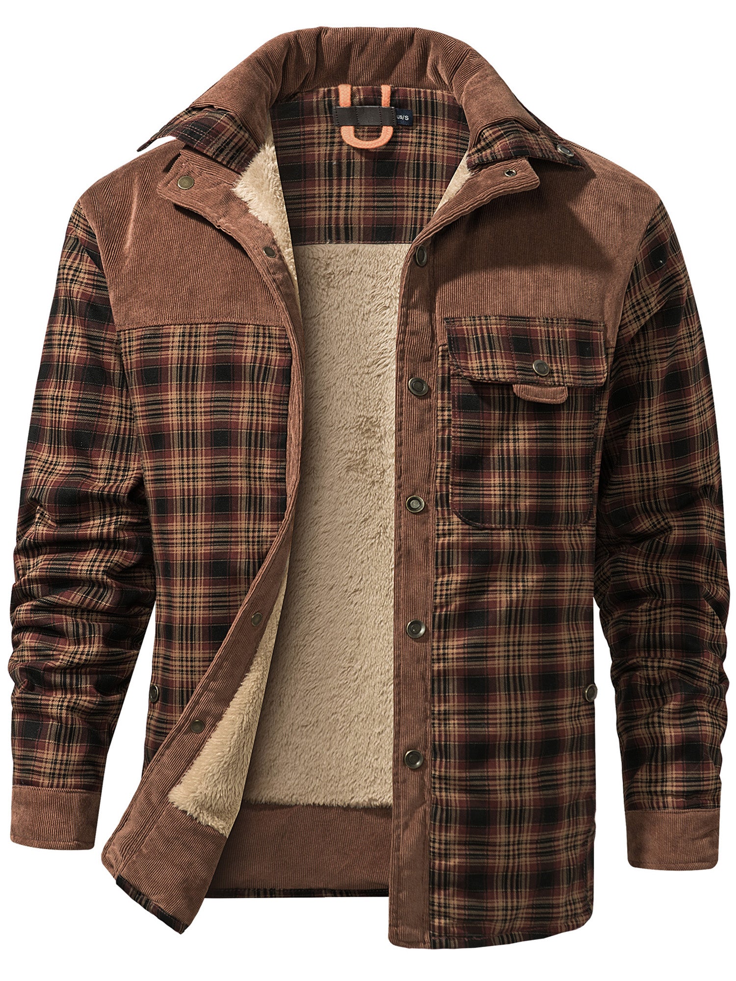 Mr.Stream Men's Plaid Flannel Sherpa Lined Fleece Shirt Jackets