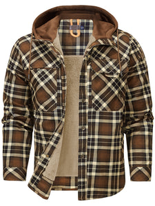 Mr.Stream Men's Hooded Plaid Flannel Sherpa Lined Fleece Jackets