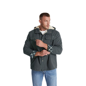 Hooded Denim Jacket Men Fleece Black Wash Hooded Jacket