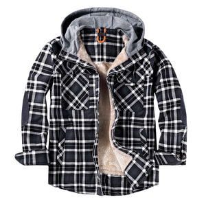 Mr.Stream Men's Hooded Plaid Shirt Jacket