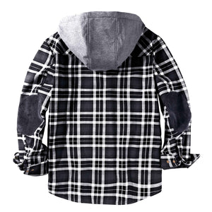 Mr.Stream Men's Hooded Plaid Shirt Jacket