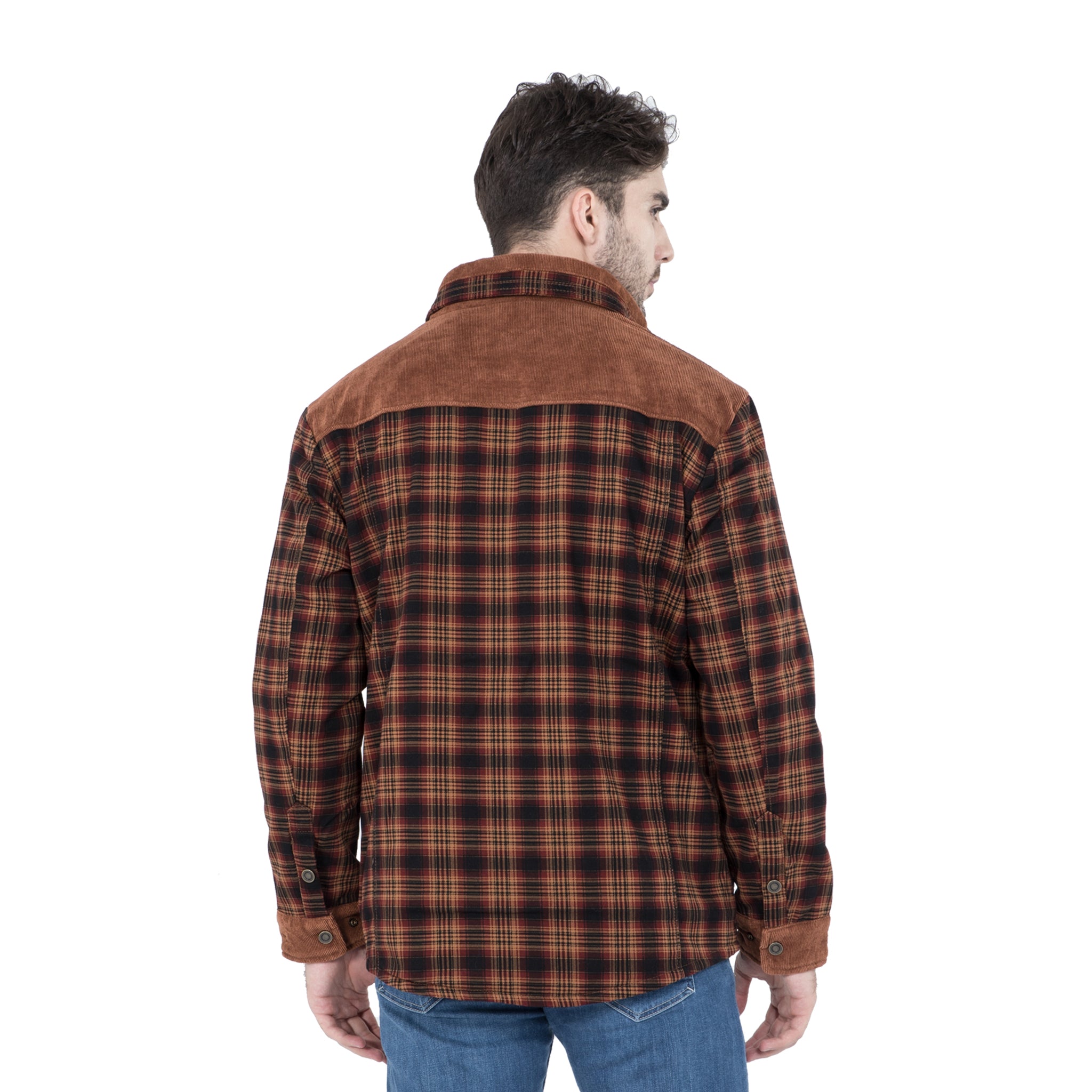 Mr.Stream Men's Corduroy Plaid Shirt Jacket