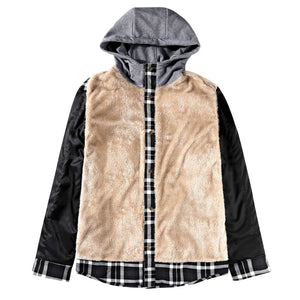 Mr.Stream Men's Hooded Plaid Shirt Jacket