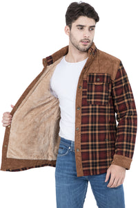 Mr.Stream Men's Corduroy Plaid Shirt Jacket